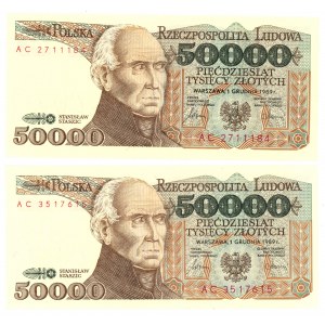 50.000 złotych 1989 - seria AC - set 2 sztuk