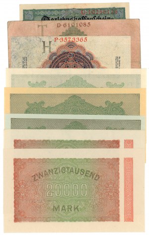 NĚMECKO - 5-20 000 marek (1910-1923) - sada 8 kusů