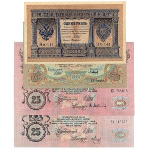 RUSKO - 1-25 rublů (1898-1909) - sada 4 kusů