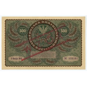 500 Polnische Mark 1919 - 1. Serie BF - falscher Aufdruck MODELL