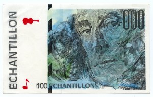 FRANCIE -100 FRANKŮ, 1992 - MAURICE RAVEL. - testovací bankovka