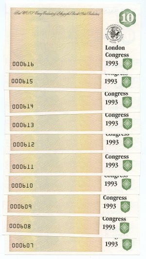 GREAT BRITAIN - test bills 10 pieces low numbered 000607-000616 - Walsall Security Printers, 1993