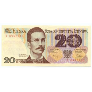 Solidarność, 20 zł 1982 seria E - STEMPEL Gazem do Socjalizmu!