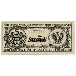 SOLIDARNOŚĆ - 200 złotych 1987 - Stanisław Jasiukowicz - seria E niski numer 220030, Kukla 22, Typ 15 - RZADKI