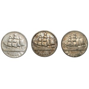 2 zloty 1936 - Sailing ship set of 3 coins