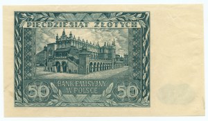 50 złotych 1941 - Półprodukt na papierze ze znakiem wodnym
