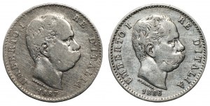 ITALY - Umberto I - 1 lira 1886 and 1887 - set of 2 pieces