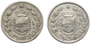ITALY - Umberto I - 1 lira 1886 and 1887 - set of 2 pieces