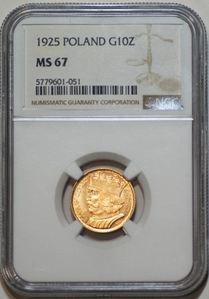 10 gold 1925 Boleslaw the Brave - NGC MS67 - MAX NOTA