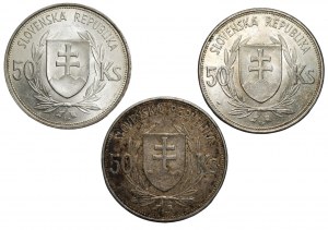 SLOVAKIA - 50 Koronas 1944 - set of 3 coins.