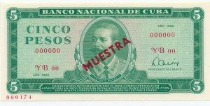 CUBA - 5 Pesos 1984 - MUESTRA /SPECIMEN - 000000 No 000174