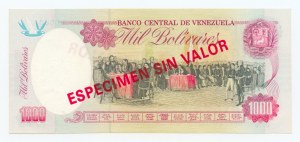 VENEZUELA - 1.000 bolívarů 1998 - ESPECIMEN SIN VALOR / SPECIMEN 00000000