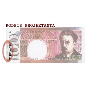 100 złotych 1987 z autografem Andrzeja Heidricha - awers WYDRUKU projektu