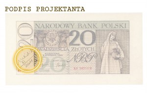 20 zlotých 1962 s podpisem Andrzeje Heidricha - lícní strana návrhu