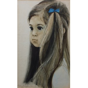 Danuta Muszyńska-Zamorska, Porträt eines Mädchens mit einer blauen Schleife
