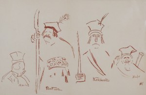 Karol FRYCZ (1877-1963), Zelwerowicz, Kotarbiński, Jednowski jako Lichocki, Bartosz i Nicefor oraz Kościuszko w sztuce Anczyca„Kościuszko pod Racławicami