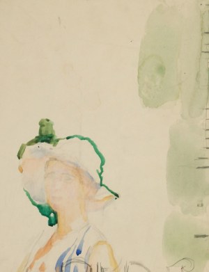 Józef MEHOFFER (1869-1946), Portret żony w kapeluszu