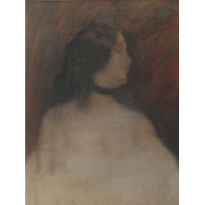 Malarz nieokreślony, XIX / XX w., Portret damy z aksamitną wstążką
