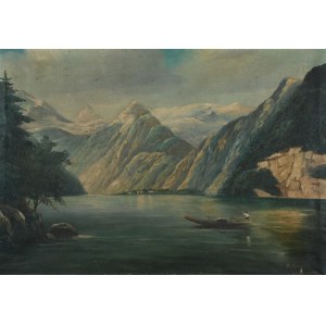 F. BERGHEIM, XIX/XX W., Krajobraz górski z jeziorem