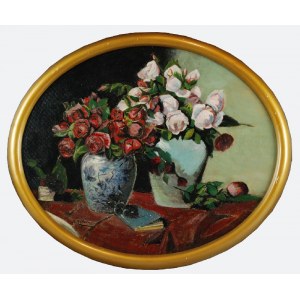 S. KÜHNEN, XX w., Róże w wazonach