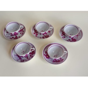 Wallendorf Porcelain Manufactory, 5 šálků s podšálky