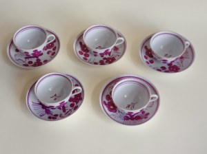 Wallendorf porcelain factory, 5 cups with saucers