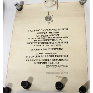 DYPLOM do Medalu Niepodległości, Polska, II RP, 1937