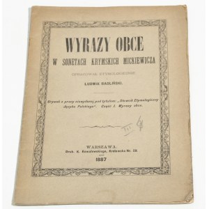 Ludwik RADLIŃSKI Wyrazy obce w Sonetach Krymskich Mickiewicza [1887]
