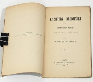 Seweryna DUCHIÑSKA Kazimierz Brodzinski. Public reading in Paris on May 16, 1885 [Emigration Publishing House].