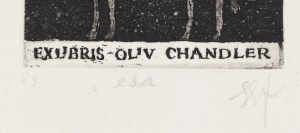 Stasys Eidrigevicius (ur. 1949, Medinskaiai na Litwie), Exlibris Oliv Chandler, lata 80. XX w.