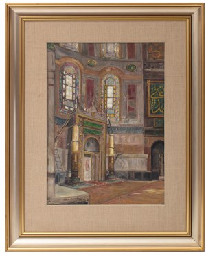 Wlastimil Hofman (1881 Praga - 1970 Szklarska Poręba), Widok na Mihrab - Hagia Sophia, 1940 r.