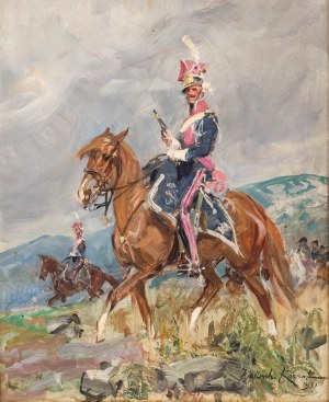 Wojciech Kossak (1856 Paryż - 1942 Kraków), Szwoleżer z eskorty Napoleona