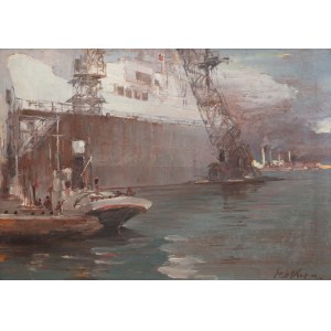 Marian Mokwa (1889 Malary - 1987 Sopot), In the harbor