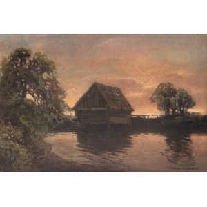 Wiktor Korecki (1890 Kamieniec Podolski - 1980 Milanówek), Zachód słońca nad młynem
