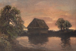 Wiktor Korecki (1890 Kamieniec Podolski - 1980 Milanówek), Zachód słońca nad młynem