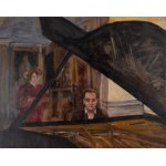 Irena Weiss zw. Aneri (1888 Łódź - 1981 Kraków), Staś i Haneczka przy fortepianie, ok. 1946 r.