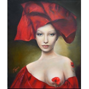 Jacek Tyczynski, Woman with poppies, 2023