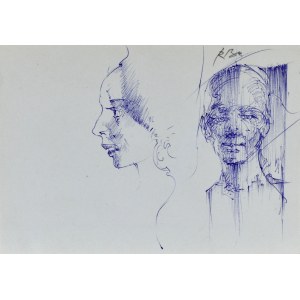 Roman BANASZEWSKI (1932-2021), Büste eines Mannes im Gesicht und Frauenkopf im linken Profil