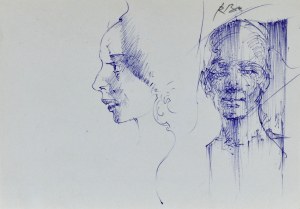 Roman BANASZEWSKI (1932-2021), Popiersie mężczyzny en face oraz głowa kobiety z lewego profilu