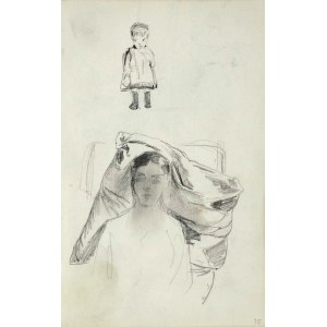 Stanisław KACZOR BATOWSKI (1866-1945), Skice busty mladej ženy a malého dieťaťa