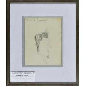 Stanisław KAMOCKI (1875-1944), Rechtes Profil eines Männerkopfes, Skizze mit karikierenden Zügen, aus der Serie: Legionäre, ca. 1914-1918