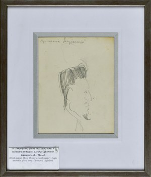 Stanisław KAMOCKI (1875-1944), Profil prawy głowy mężczyzny, szkic o cechach karykatury, z cyklu: Oficerowie legionowi, ok. 1914-1918