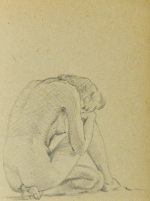 Ludwik MACIĄG (1920-2007), Akt kobiety tyłem z głową podpartą na kolanie