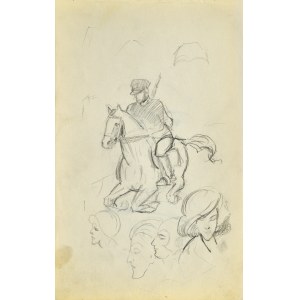 Stanislaw ŻURAWSKI (1889-1976), Man on horseback and sketches of heads