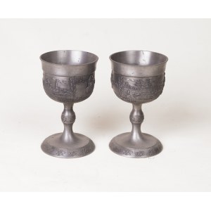 Frieling Zinn Tinware Factory, Germany, 20th century, Pair of tin chalices, circa 1970.