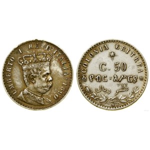 Erytrea, 50 centimów, 1890 M, Mediolan