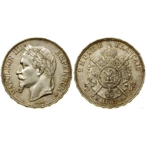 France, 5 francs, 1867 BB, Strasbourg