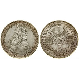 Niemcy, 5 marek, 1955 G, Karlsruhe