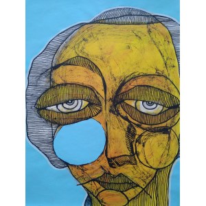 Ewelina LOCHMAN (geb. 1978), Standbild - blaues Porträt, 2023