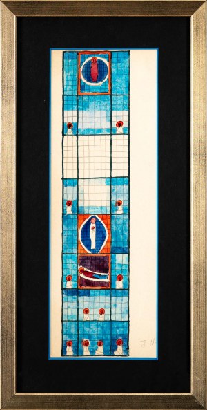 Jerzy Nowosielski (1923-2011), Design of a stained glass window for the Church of the Elevation of the Holy Cross in Jelonki, Warsaw, ca. 1971. Elevation of the Holy Cross in Warsaw's Jelonki district, ca. 1971.